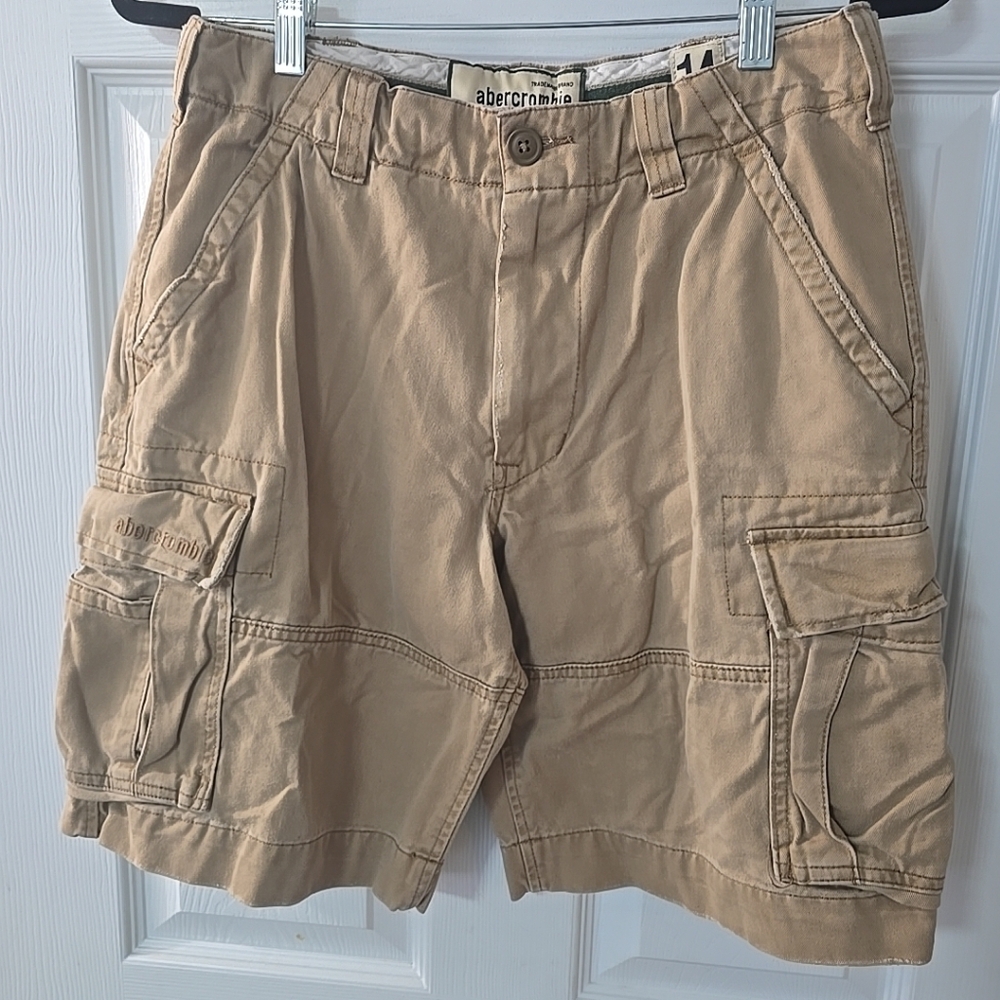 Abercrombie Cargo Utility Outdoor Distressed Beige Shorts Womens Size 14 Vintage